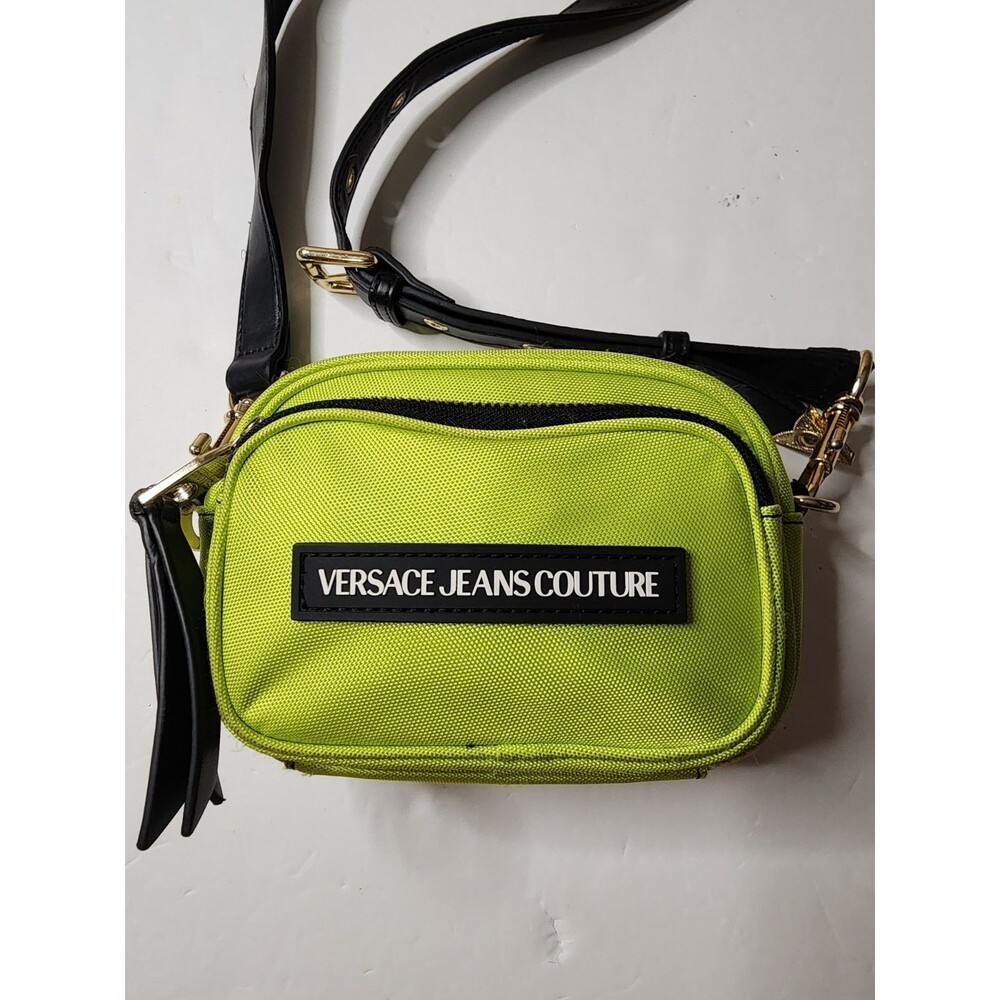 Versace Jeans Couture Cordura Crossbody Bag Rodeo Lime Green Black Strap